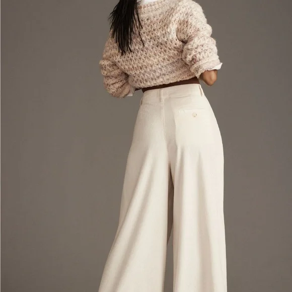 Anthropologie Maeve Cream Wide-Leg Avery Trouser Corduroy Tall - Picture 10 of 11